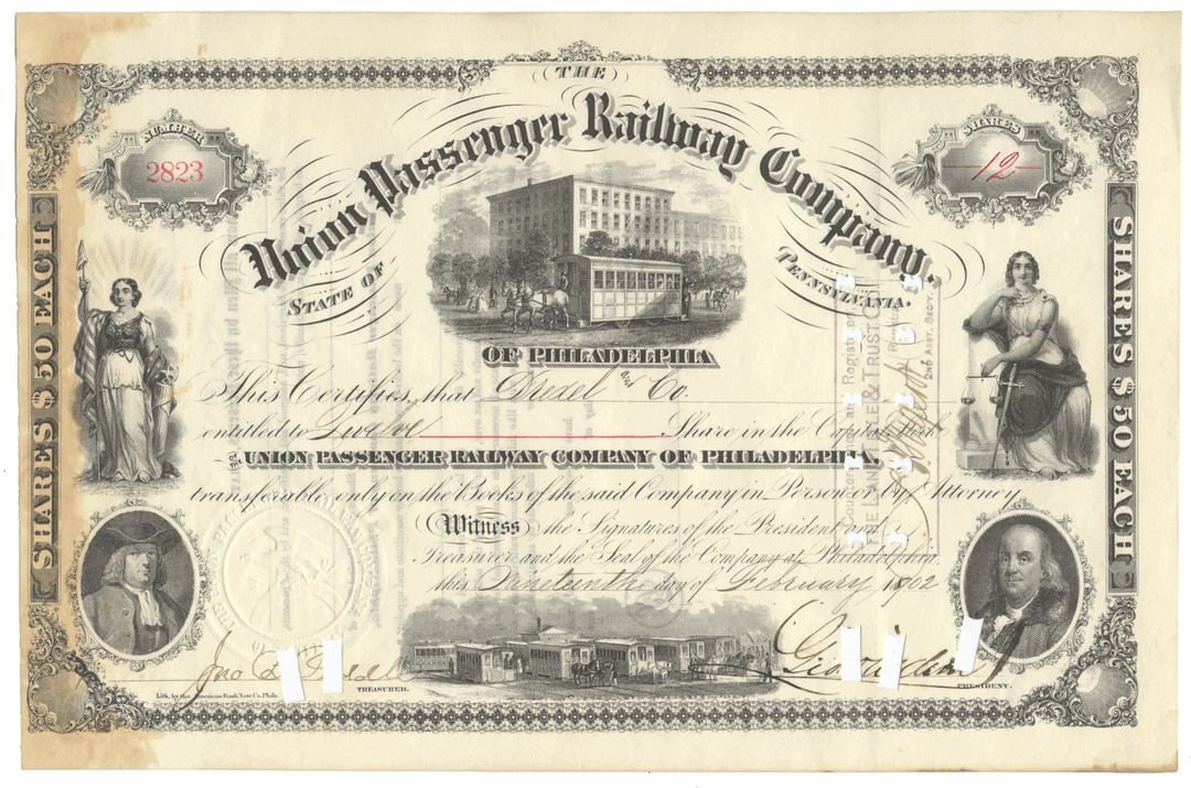 Union Passenger Railway Company of Philadelphia (Signed by George Widener)