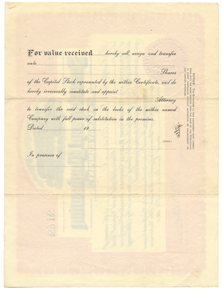 Scranton & Binghamton Railway Company Stock Certificate
