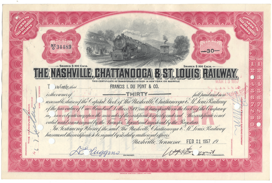 Nashville, Chattanooga & St. Louis Railway Company (LOT OF 6 PIECES)
