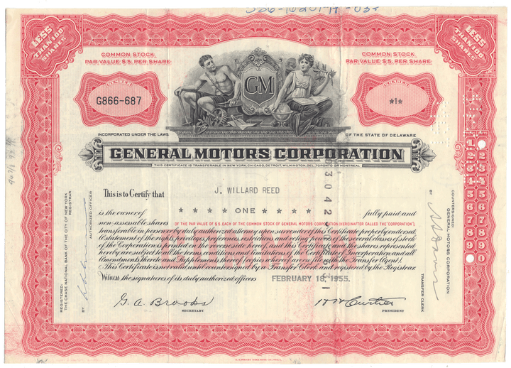 General Motors Corporation Stock Certificate