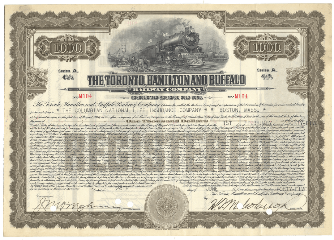 Toronto, Hamilton & Buffalo Railway Company Gold Bond