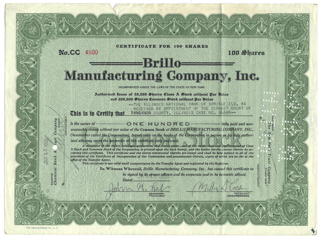 Brillo Manufacturing Company, Inc. (Signed by Inventor Milton Loeb)