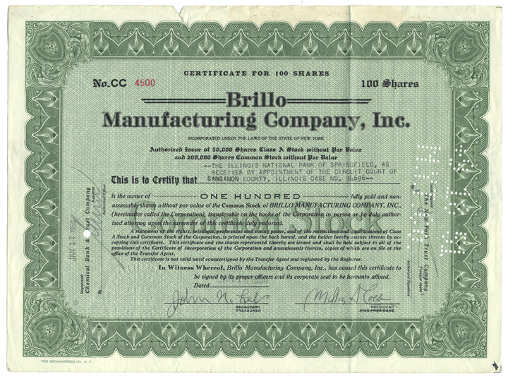 Brillo Manufacturing Company, Inc. (Signed by Inventor Milton Loeb)