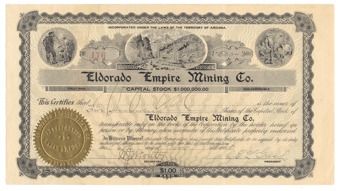 Eldorado Empire Mining Co. Stock Certificate