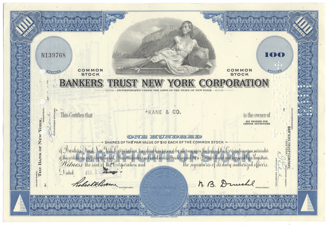 Bankers Trust New York Corporation Stock Certificate