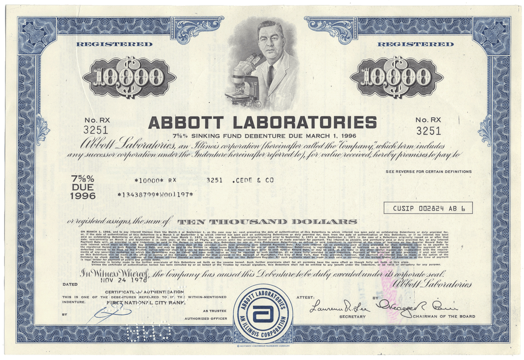 Abbott Laboratories Bond Certificate