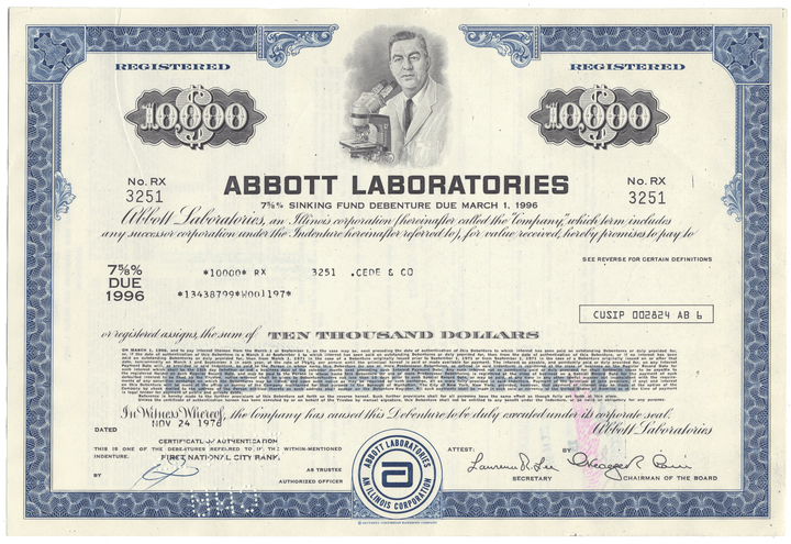 Abbott Laboratories Bond Certificate