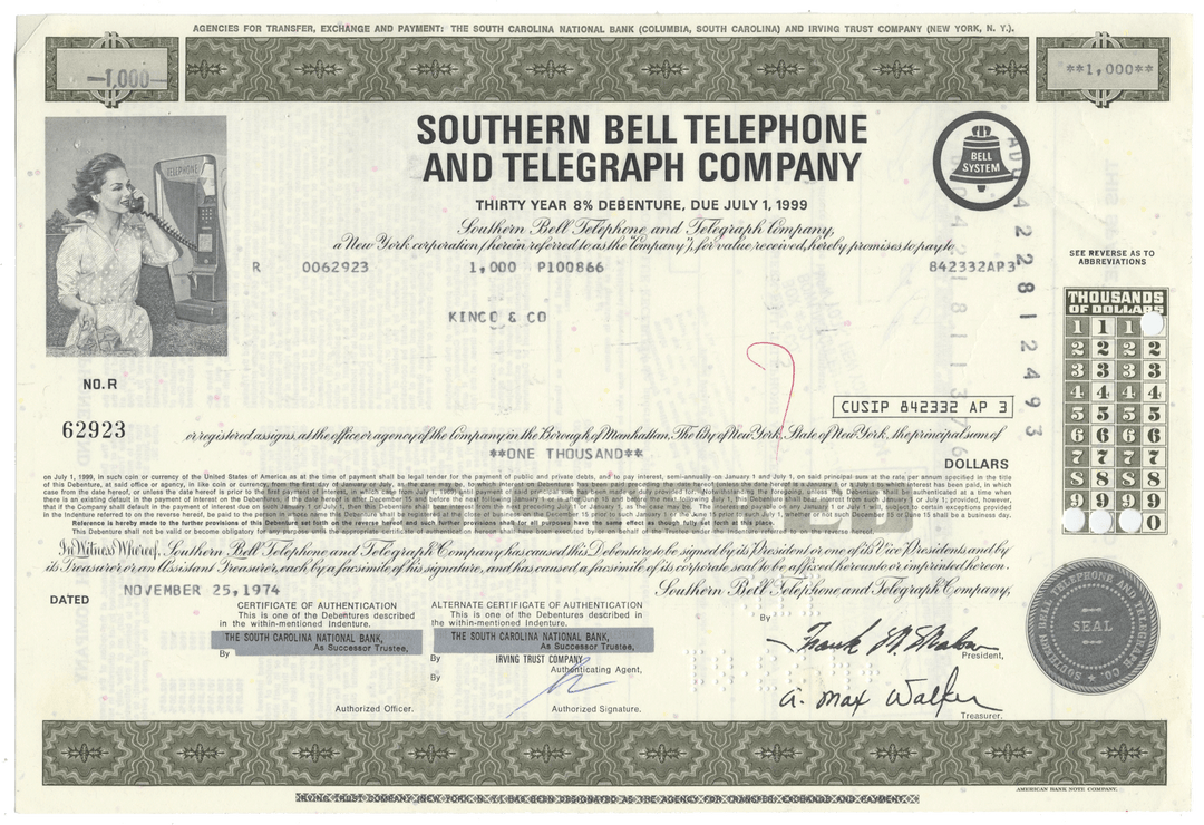 Southern Bell Telephone and Telegraph Company (LOT OF 11 PIECES)