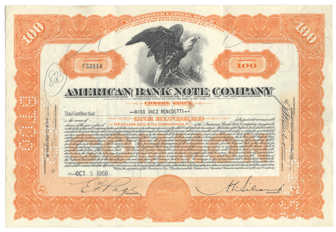American Bank Note Company Stock Certificate