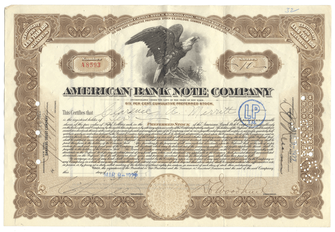 American Bank Note Company Stock Certificate