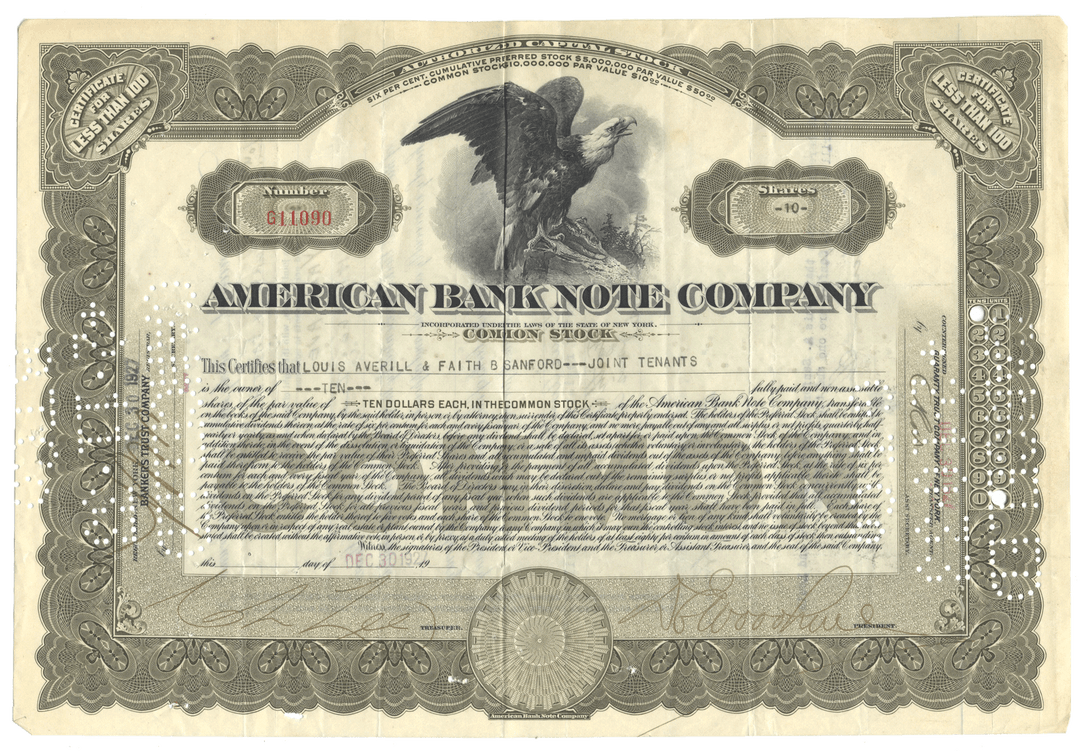 American Bank Note Company Stock Certificate