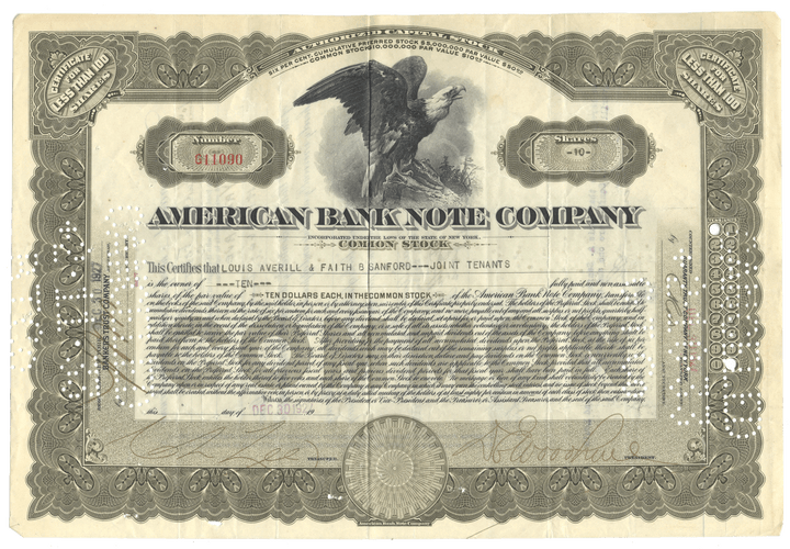 American Bank Note Company Stock Certificate