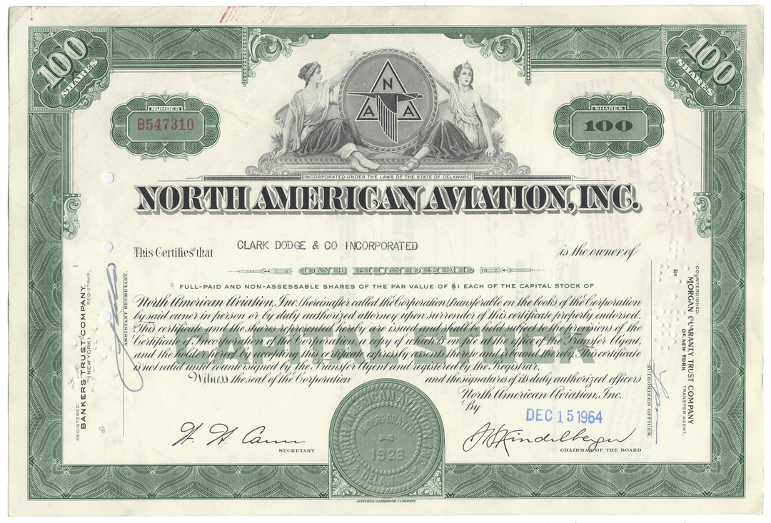 North American Aviation, Inc. stock certificate