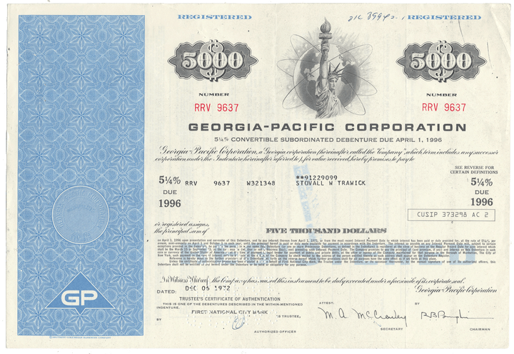 Georgia-Pacific Corporation Bond Certificate