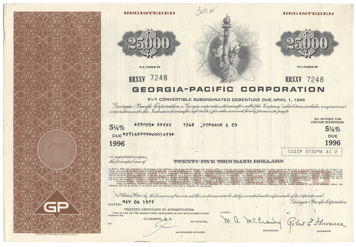 Georgia-Pacific Corporation Bond Certificate