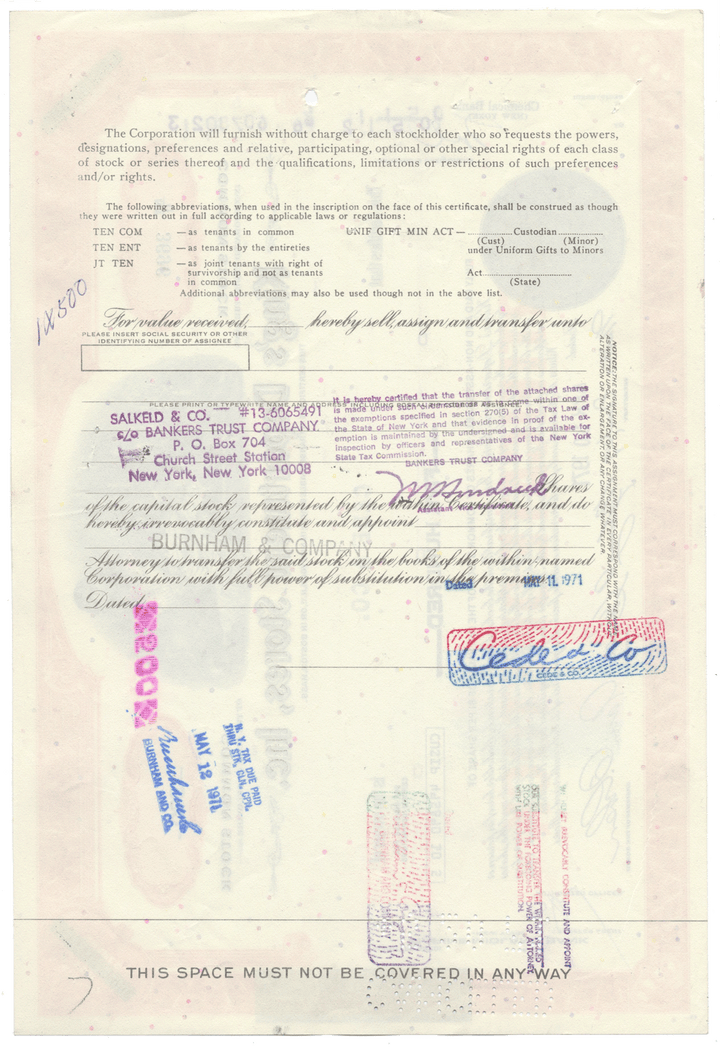 King's Department Stores, Inc. Stock Certificate