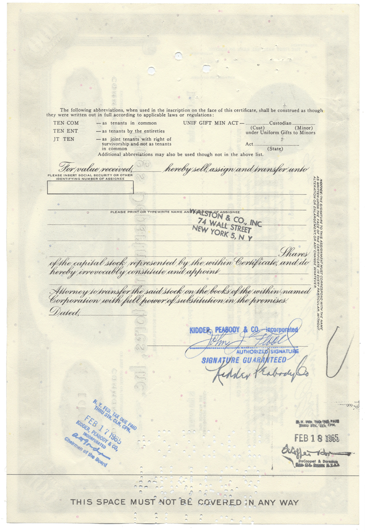 King's Department Stores, Inc. Stock Certificate