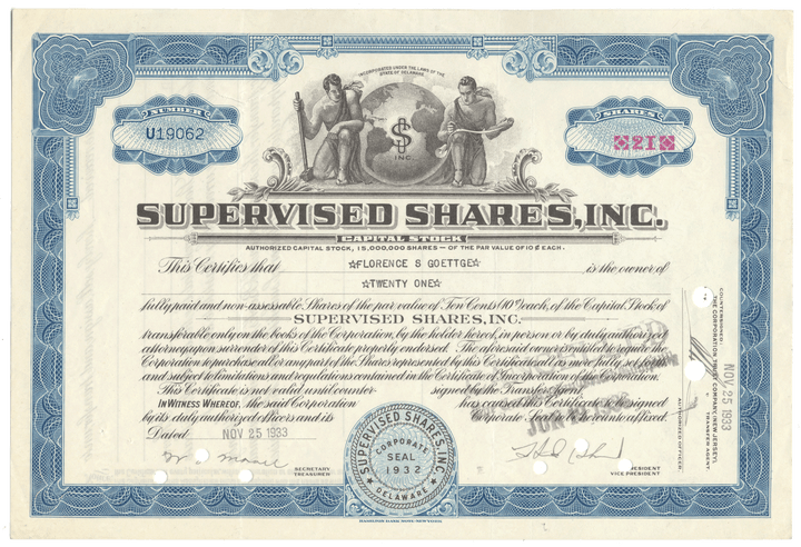 Supervised Shares, Inc. Stock Certificate