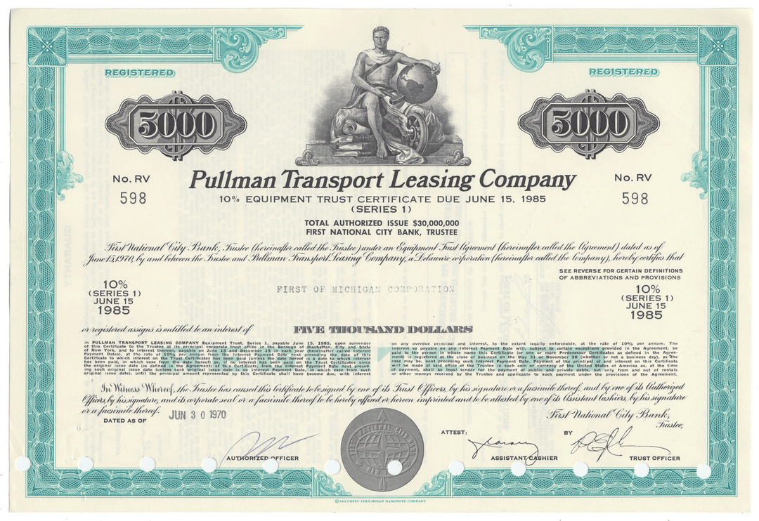 Pullman Transport Leasing Company equipment trust certificate
