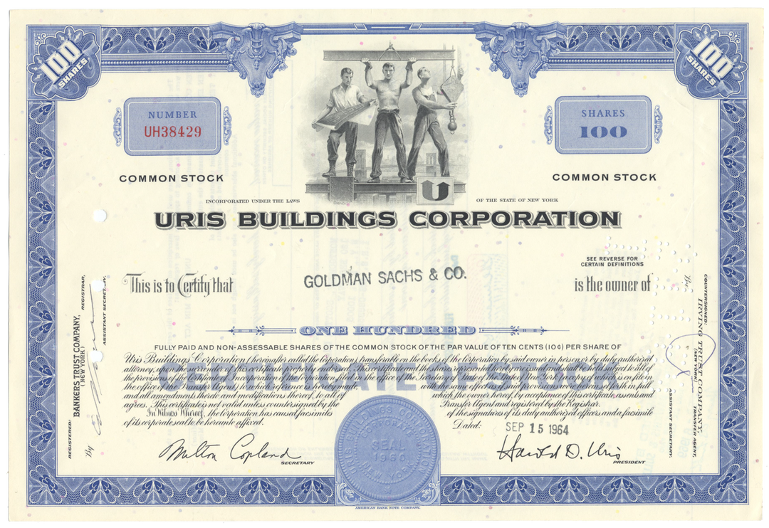 Uris Buildings Corporation Stock Certificate