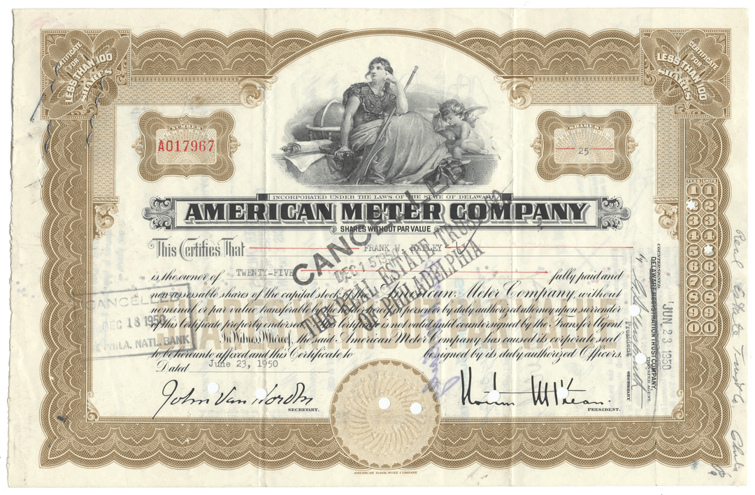 American Meter Company Stock Certificate