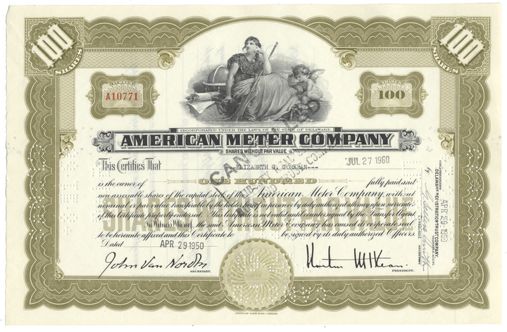 American Meter Company Stock Certificate