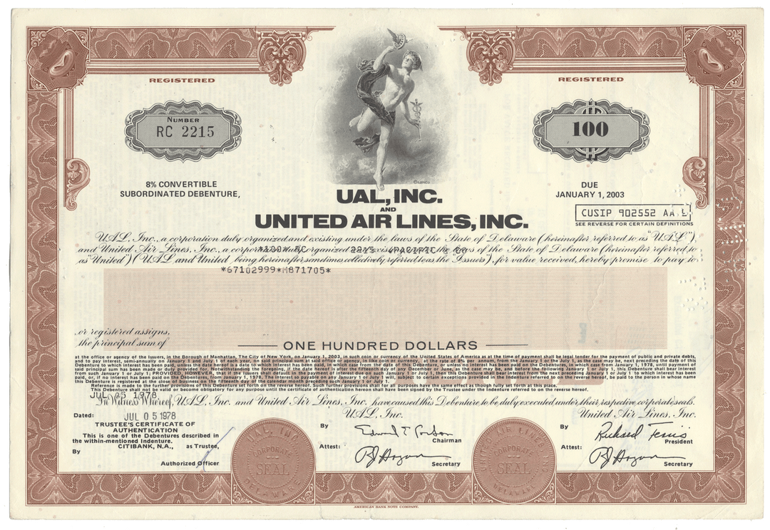 UAL, Inc. and United Air Lines, Inc. Bond Certificate