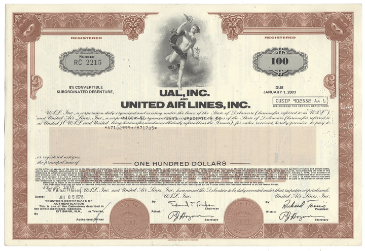UAL, Inc. and United Air Lines, Inc. Bond Certificate