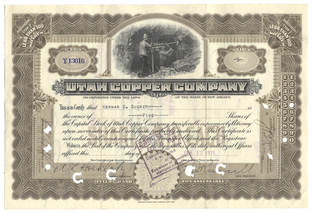 Utah Copper Company (LOT OF 3 PIECES)