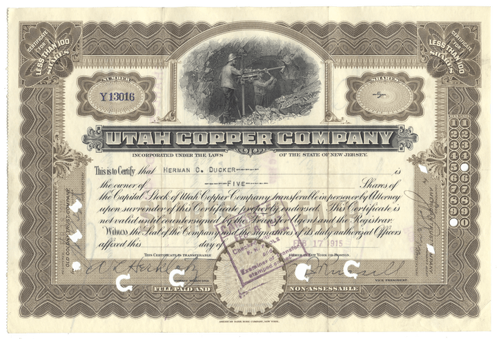 Utah Copper Company (LOT OF 3 PIECES)