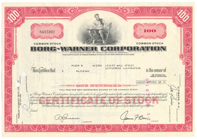 Borg-Warner Corporation Stock Certificate