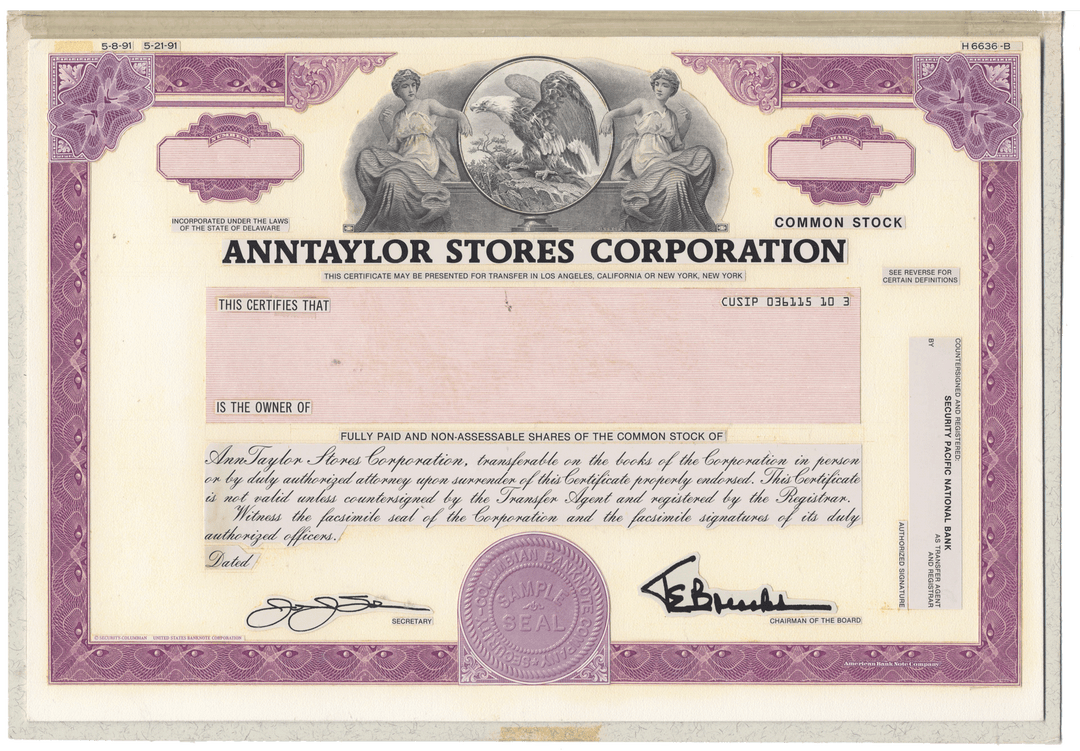 Working Proof from Ann Taylor Stores for the company's Common Stock