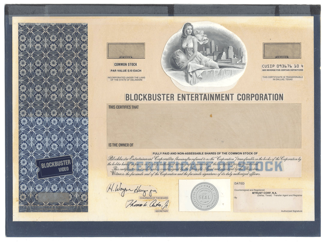 Working Proof from BLOCKBUSTER ENTERTAINMENT for the company's Common Stock