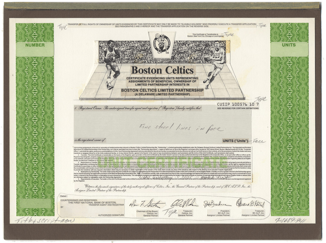 Very Rare Working Proof from the BOSTON CELTICS