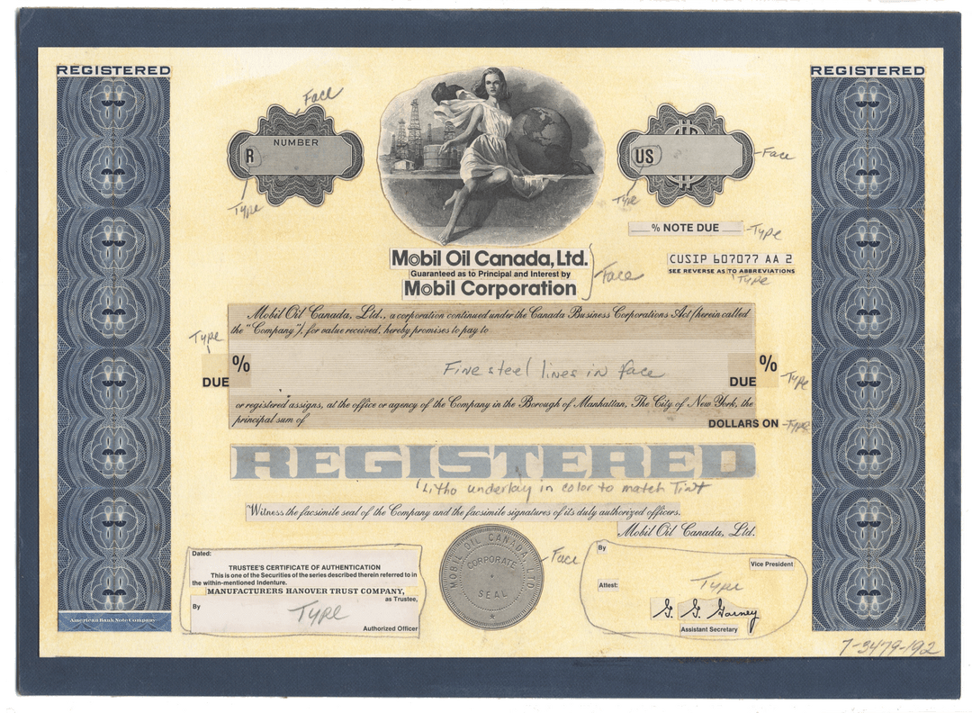 Working Proof from Mobile Oil Canada for the company's Registered Notes