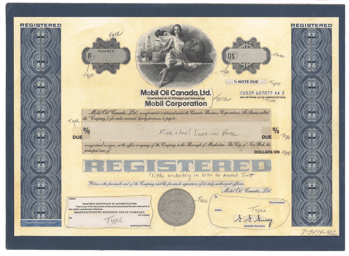 Working Proof from Mobile Oil Canada for the company's Registered Notes
