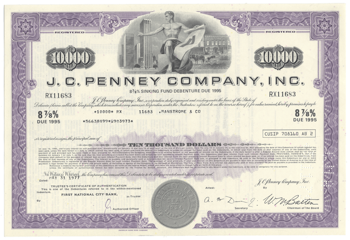 J. C. Penney Company, Inc. Bond Certificate