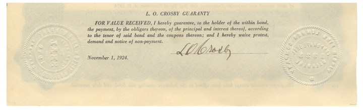 Goodyear Yellow Pine Company and Virgin Pine Lumber Company Bond Certificate Signed by Lucius O. Crosby
