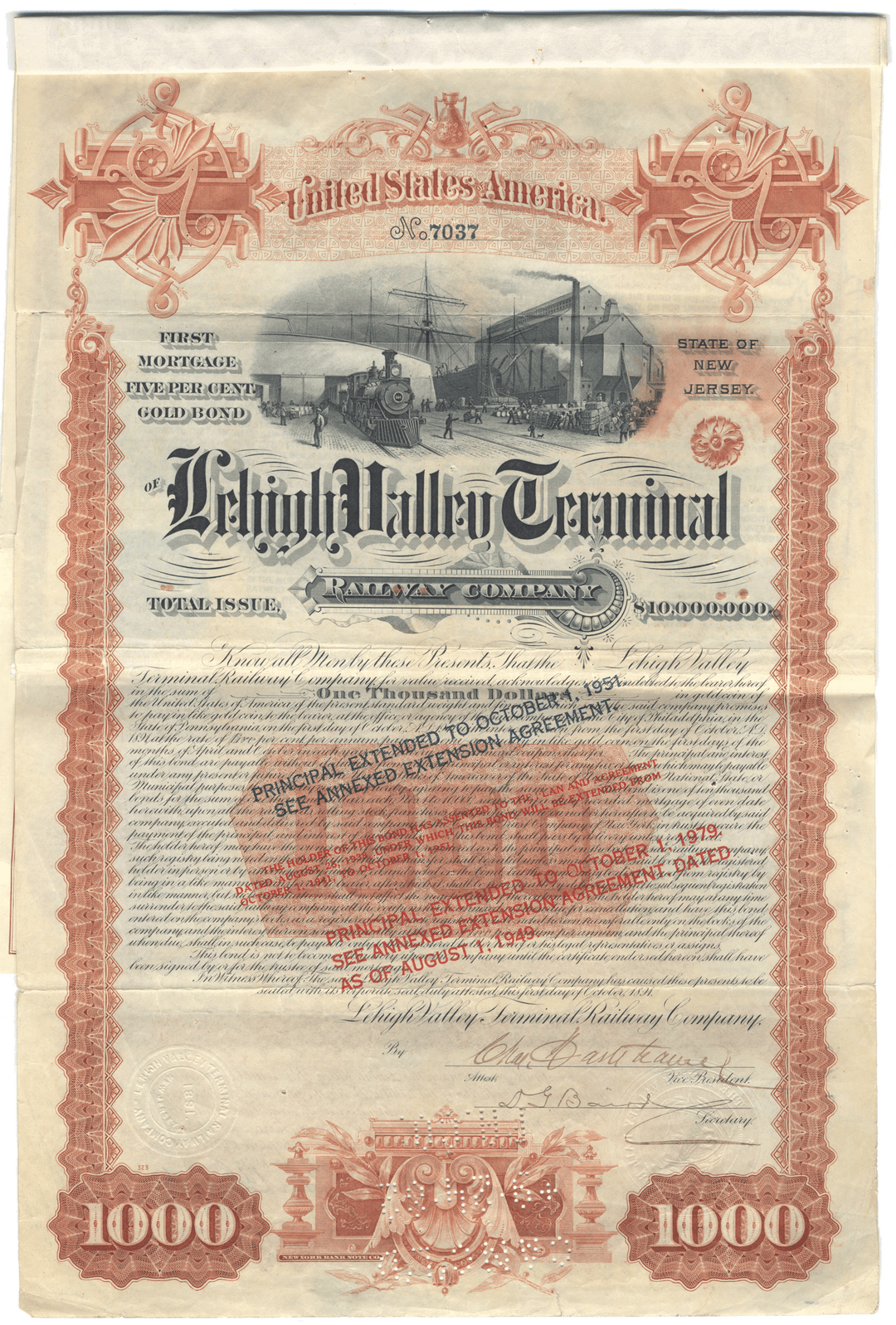Lehigh Valley Terminal Railway Company Bond Certificate