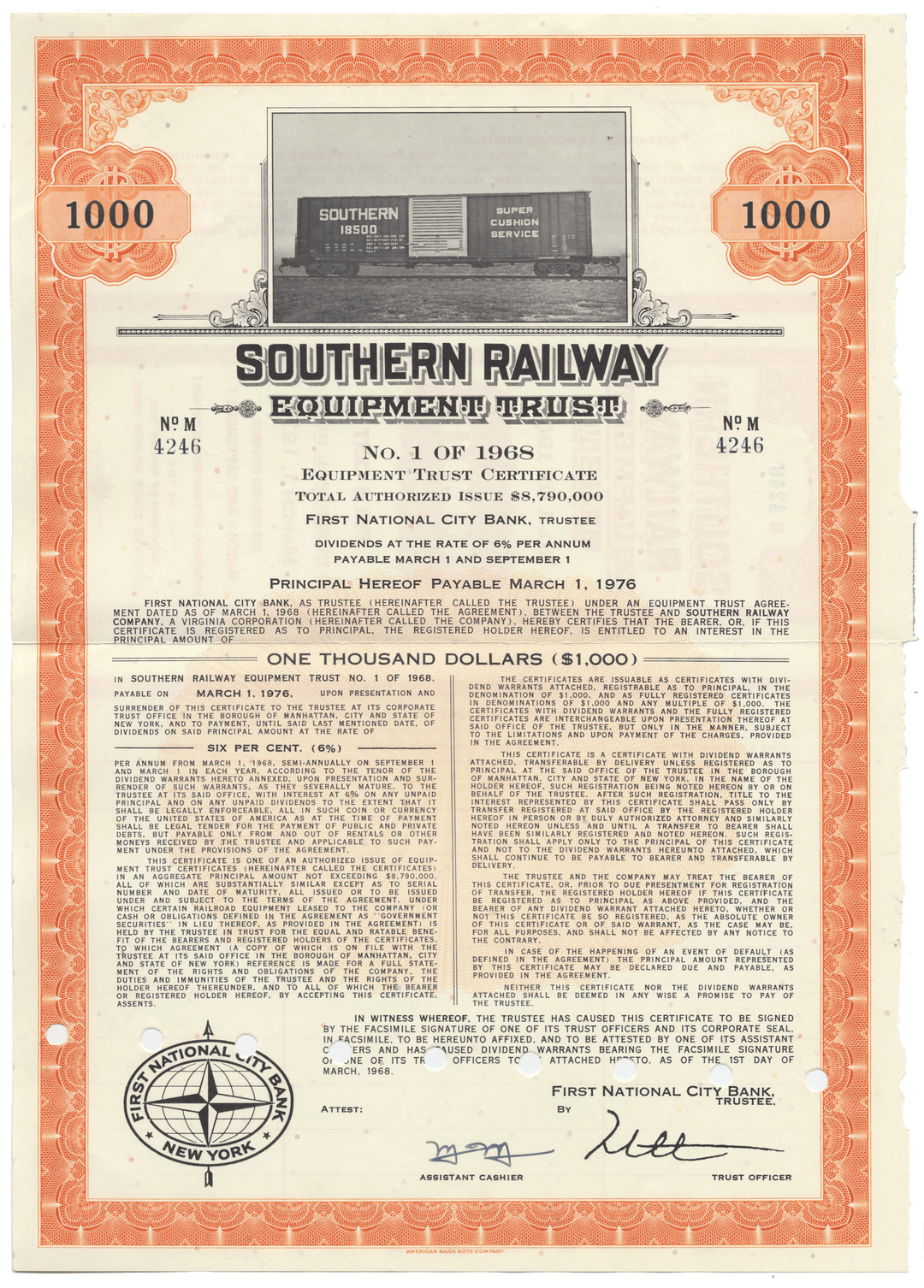 Southern Railway Company Bond Certificate