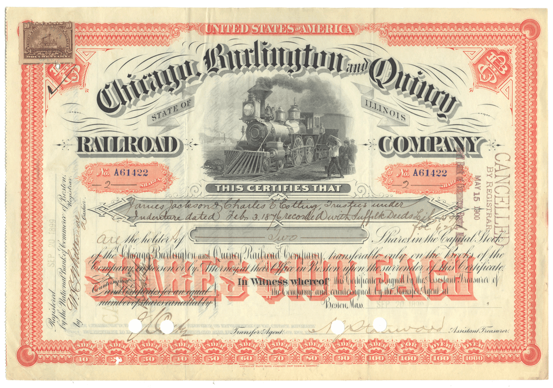 Chicago, Burlington and Quincy Railroad Company Stock Certificate