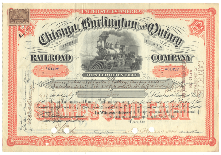 Chicago, Burlington and Quincy Railroad Company Stock Certificate
