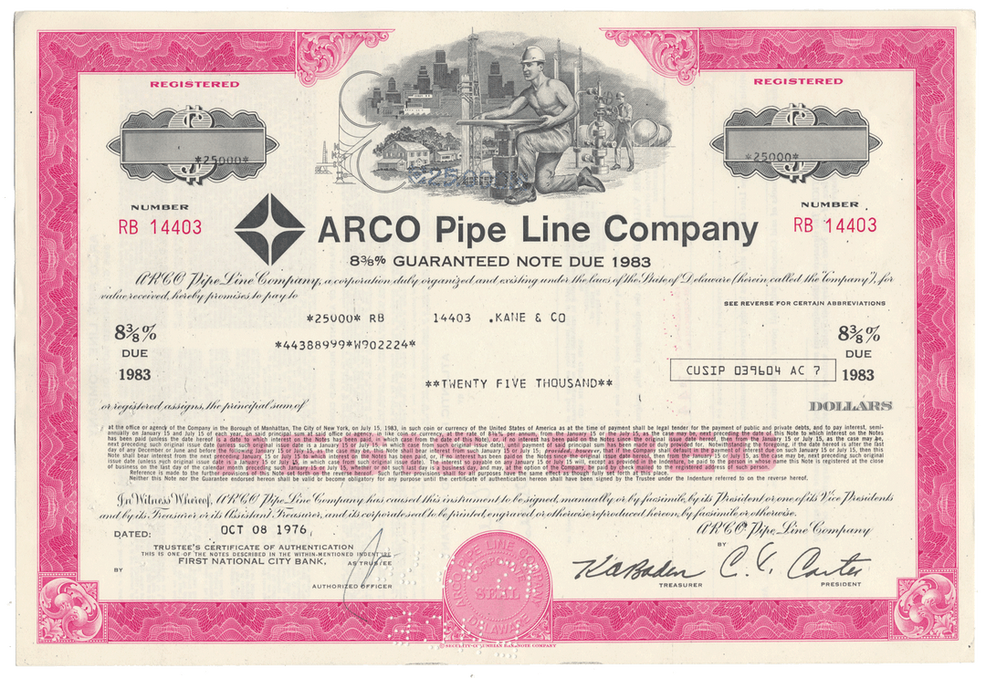 ARCO Pipe Line Company Bond Certificate
