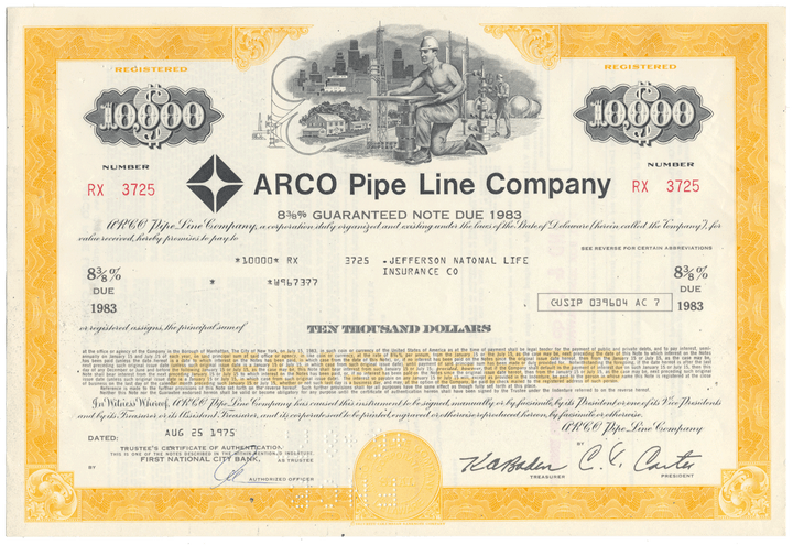 ARCO Pipe Line Company Bond Certificate