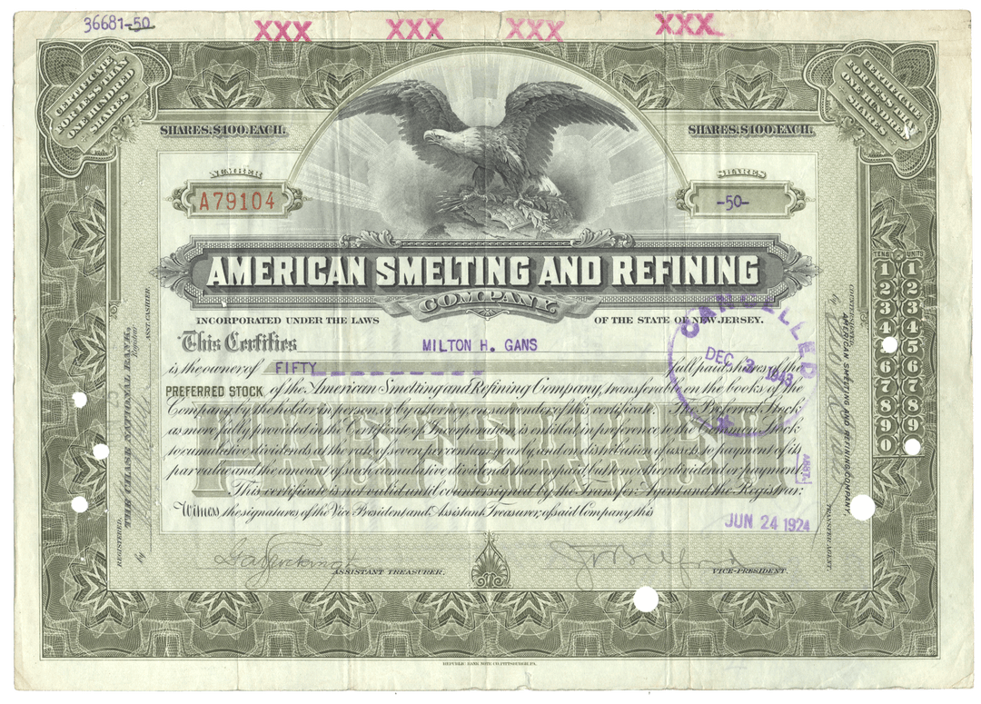 American Smelting and Refining Company (LOT OF 9 PIECES)