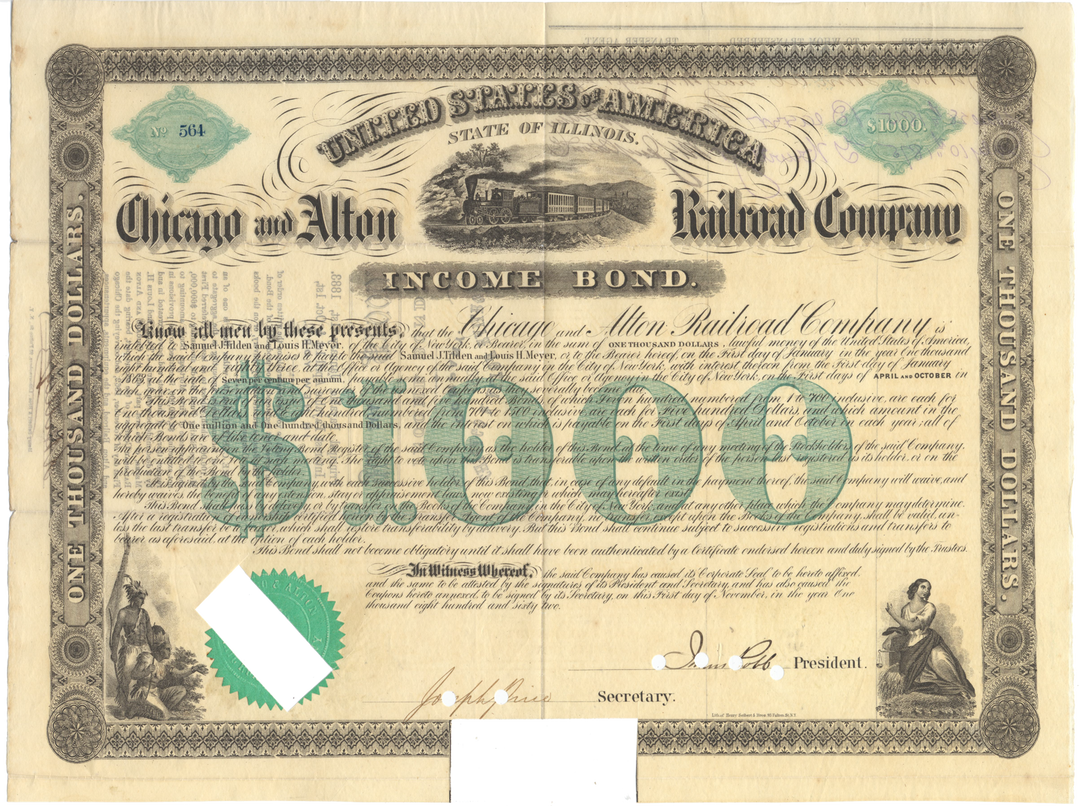 Chicago and Alton Railroad Company Bond Certificate