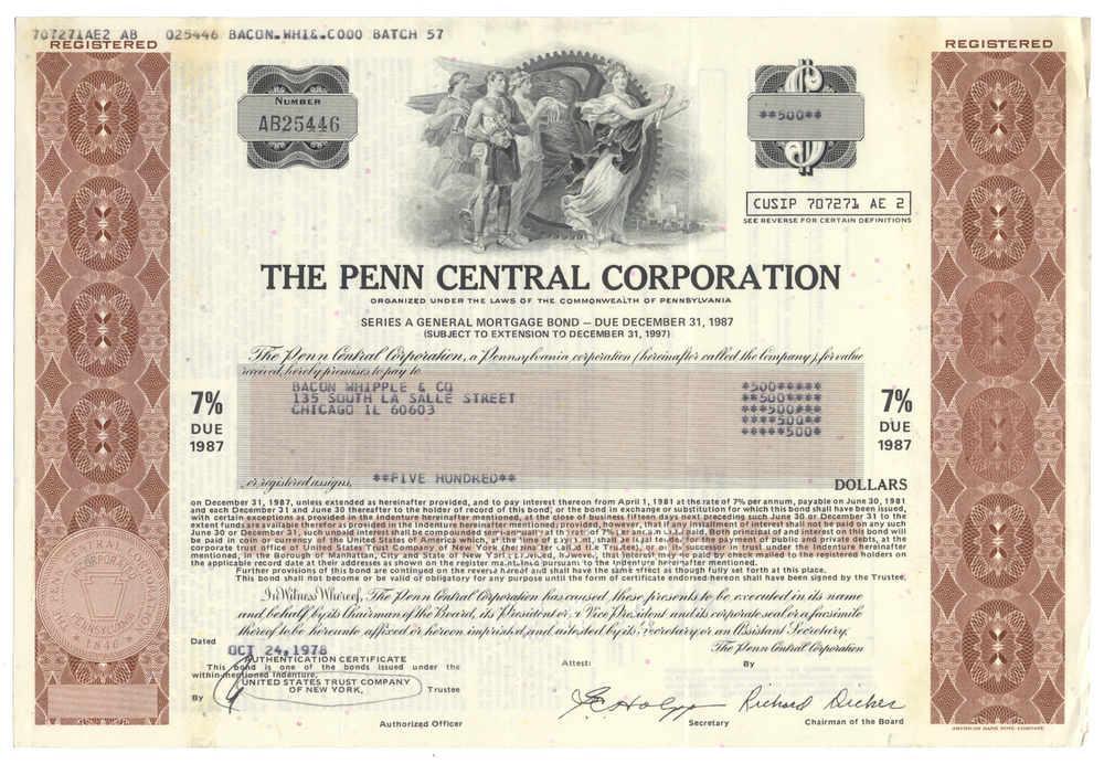 Penn Central Corporation Bond Certificate
