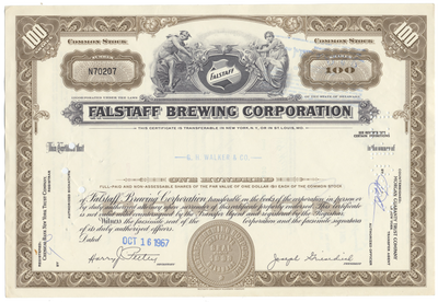 Falstaff Brewing Corporation Stock Certificate