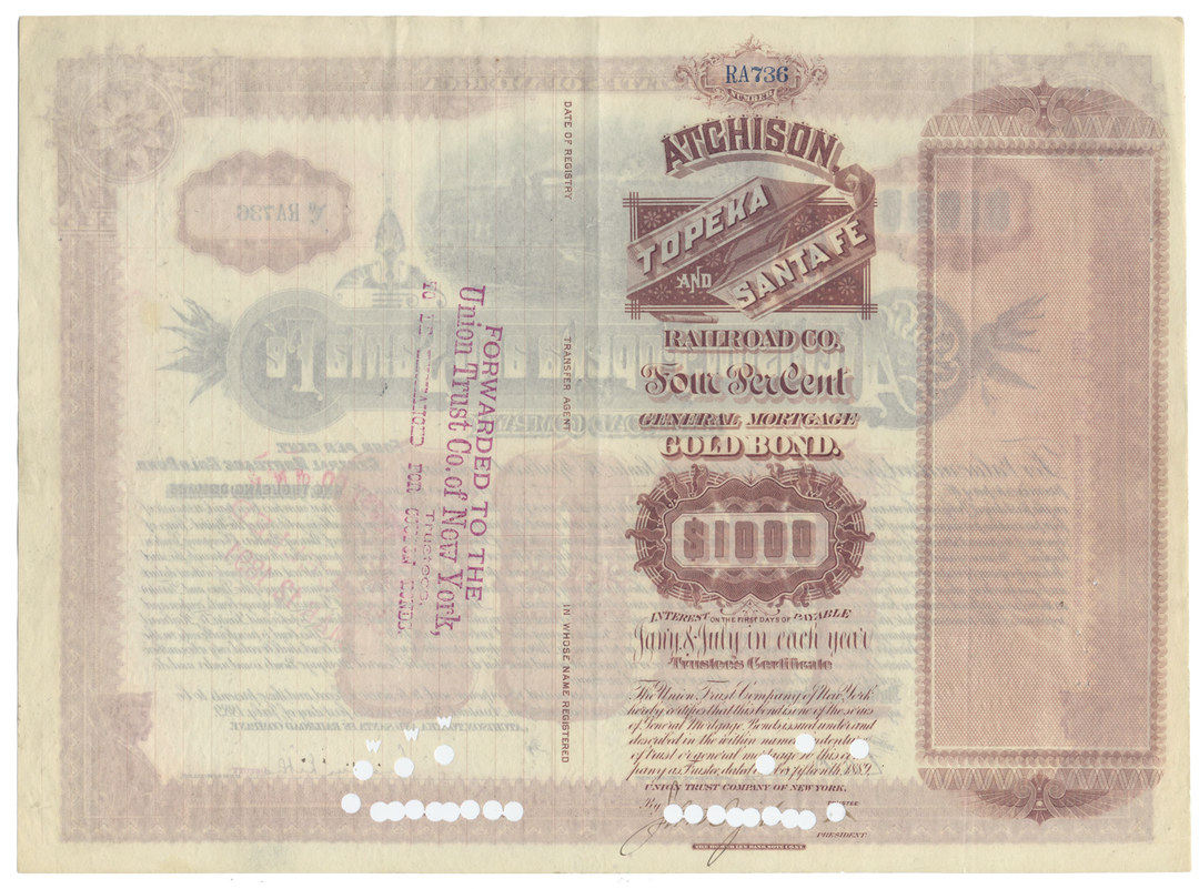 Atchison, Topeka and Santa Fe Railroad Company Bond Certificate