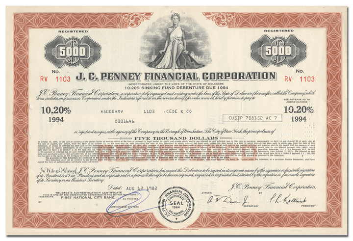 J. C. Penney Financial Corporation Bond Certificate